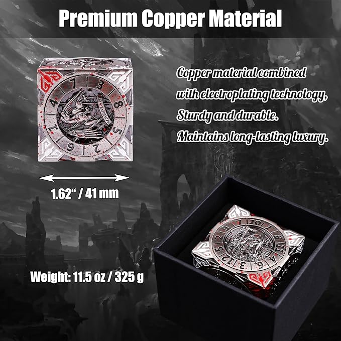 7 In 1 Spinner Dice DND Metal Fidget Cube D&D Dice Set with 3D Relief Dungeon Design – Cool Polyhedral RPG Dice, Fantasy Tabletop Gaming Accessory, Desk Setup, Gamer Gadget Accessory & Collections