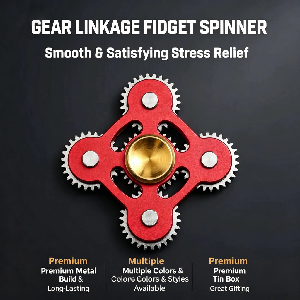 100% Metal EDC Gears Linkage Fidget Spinner Fidget Gyro Toy Metal Hand Spinner Stress Relief Toy, Focus Meditation, Break Bad Habits, ADHD outdoorfun