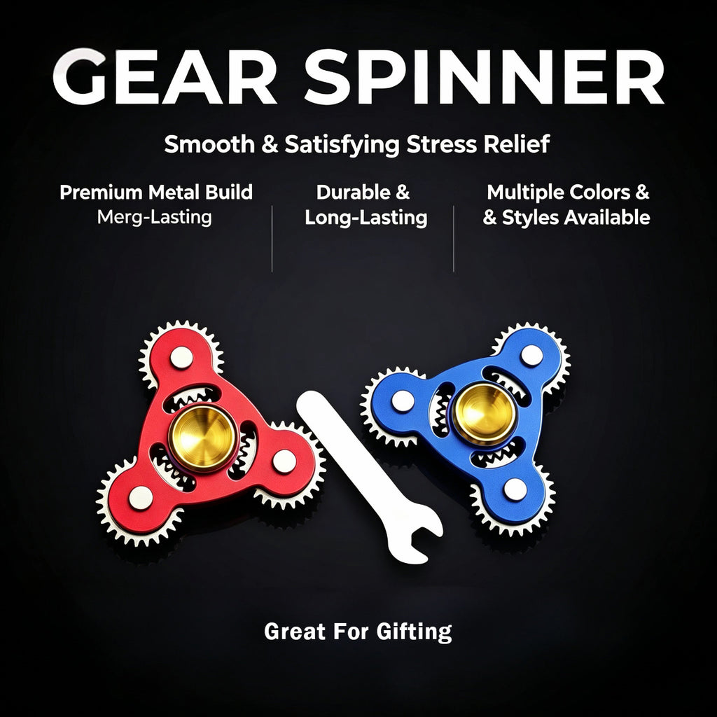 100% Metal EDC Gears Linkage Fidget Spinner Fidget Gyro Toy Metal Hand Spinner Stress Relief Toy, Focus Meditation, Break Bad Habits, ADHD outdoorfun