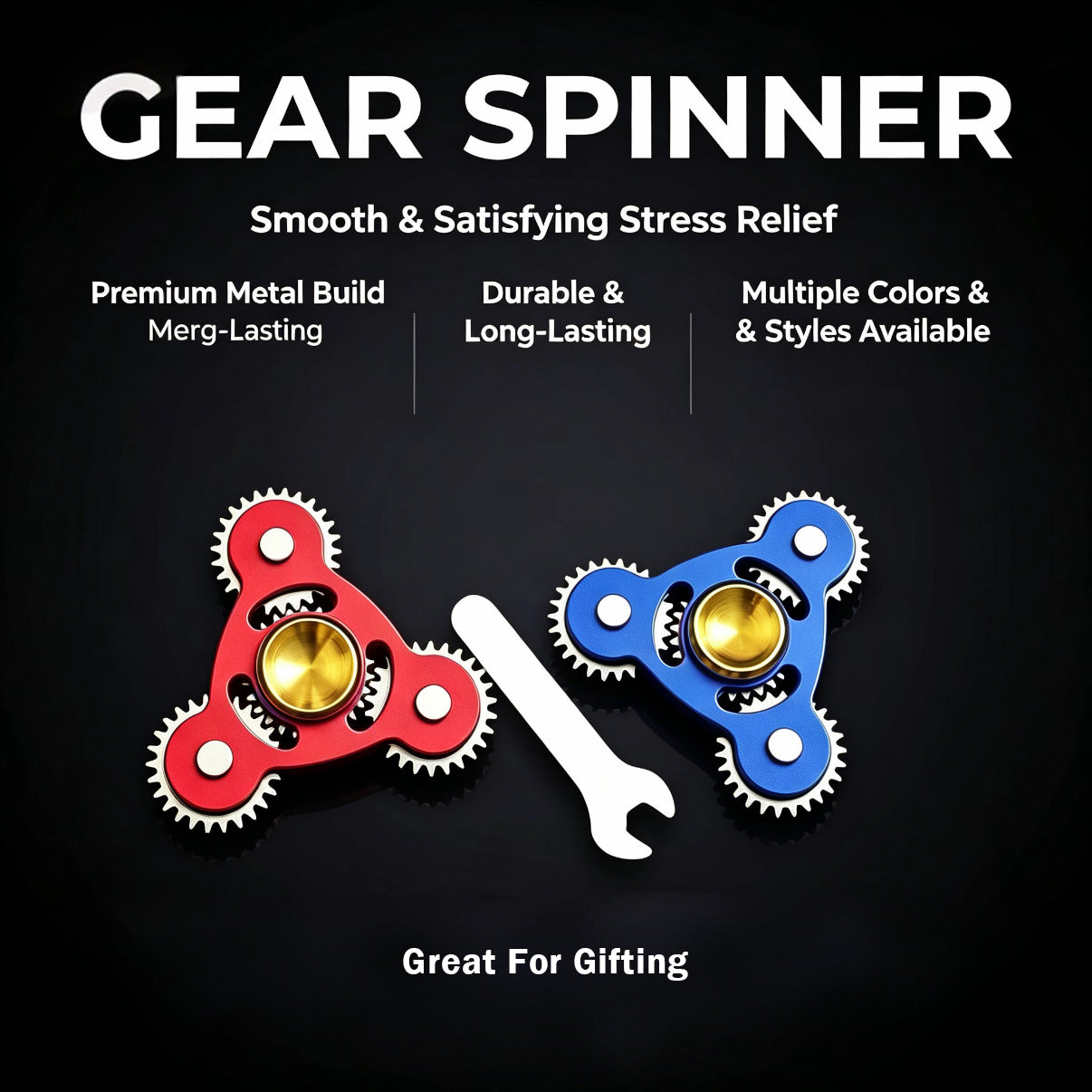 100% Metal EDC Gears Linkage Fidget Spinner Fidget Gyro Toy Metal Hand Spinner Stress Relief Toy, Focus Meditation, Break Bad Habits, ADHD outdoorfun