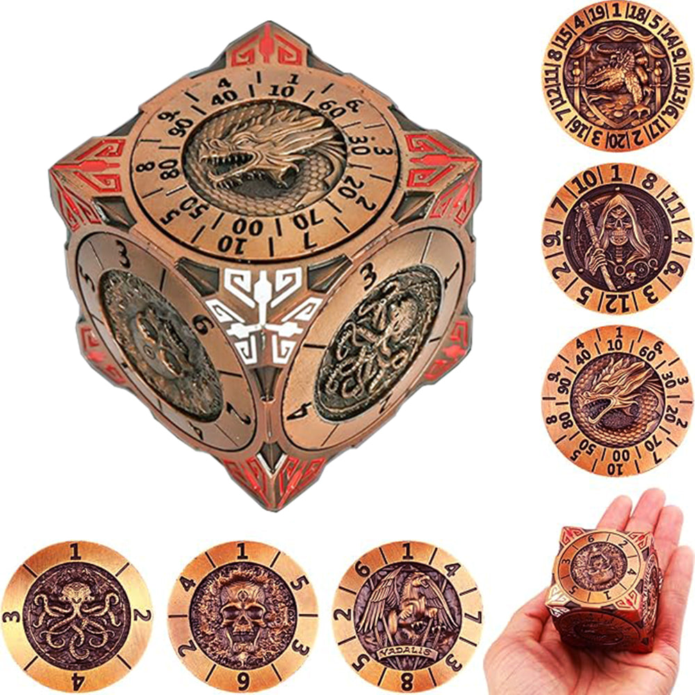 7 In 1 Spinner Dice DND Metal Fidget Cube D&D Dice Set with 3D Relief Dungeon Design – Cool Polyhedral RPG Dice, Fantasy Tabletop Gaming Accessory, Desk Setup, Gamer Gadget Accessory & Collections