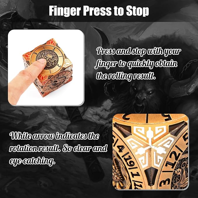 7 In 1 Spinner Dice DND Metal Fidget Cube D&D Dice Set with 3D Relief Dungeon Design – Cool Polyhedral RPG Dice, Fantasy Tabletop Gaming Accessory, Desk Setup, Gamer Gadget Accessory & Collections