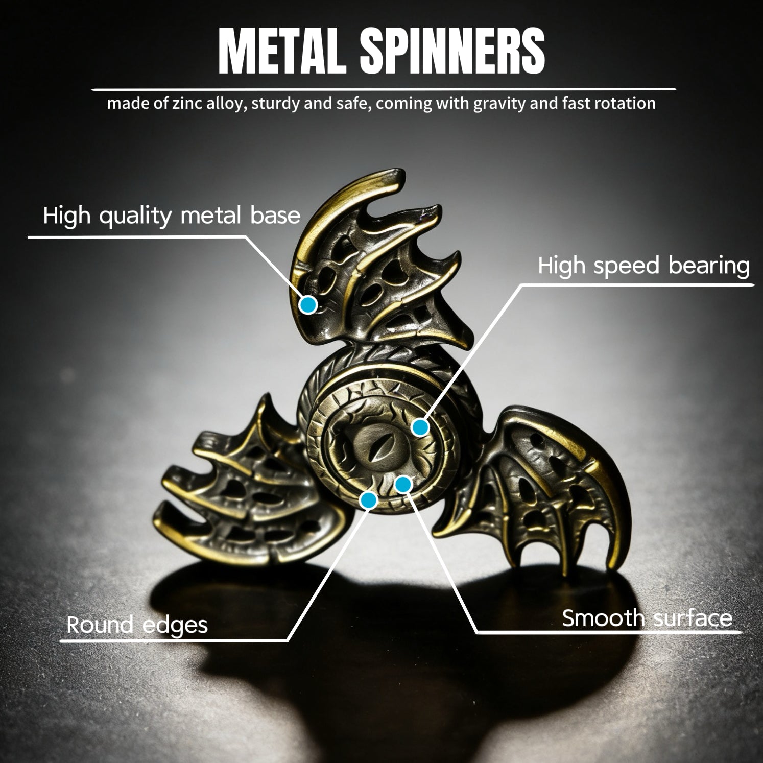 Dragon Wing Fidget Spinner 100% Metal EDC Hand Exercise Gadget Fingertip Toy Stress Relief Toy